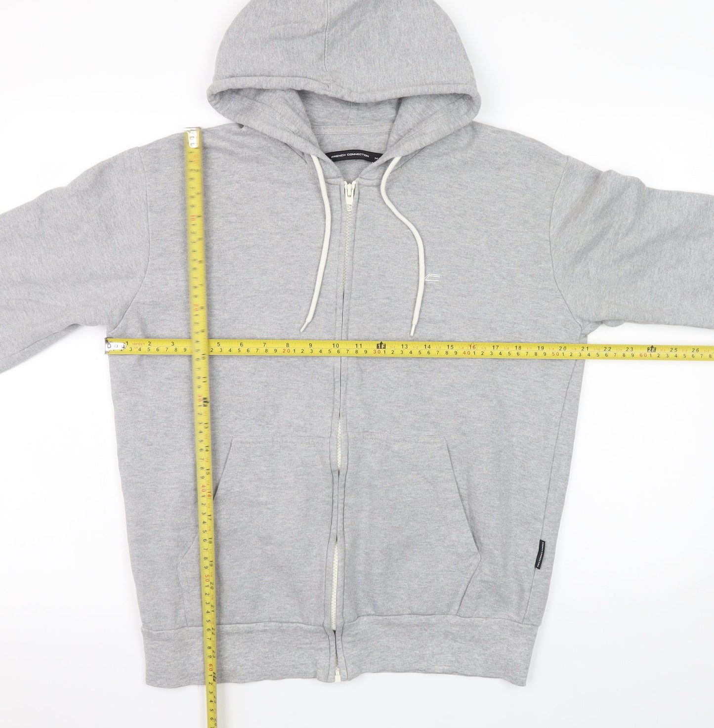 Mens UK Size M French Connection Grey Full Zip Hoodie