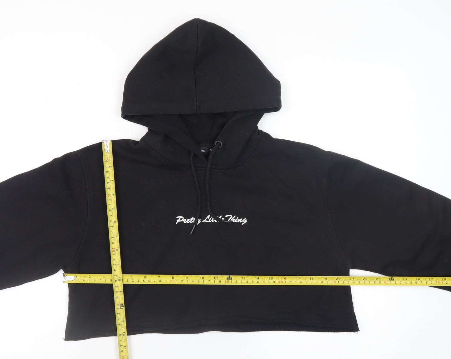 Womens UK Size S PRETTYLITTLETHING Black Pullover Hoodie