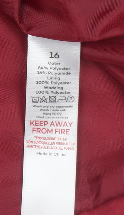 Womens UK Size 16 Bonmarché Red Parka Coat