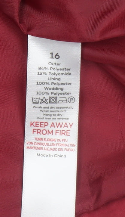 Womens UK Size 16 Bonmarché Red Parka Coat