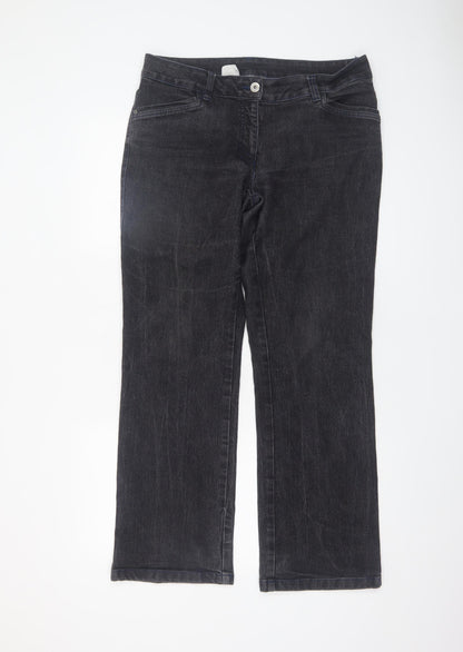 Womens UK Size 10 Cecil Classics Regular Fit Straight Black Jeans
