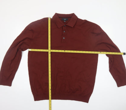 Next Mens Brown XL Collared Henley Cotton Knit Jumper