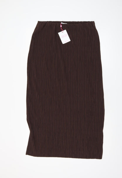 Savida Women’s Brown Midi Straight Skirt Size 14 Polyester Knit