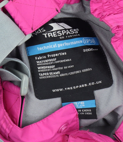 Girls UK Size 5-6 Years Trespass Regular Fit Snow Pants Pink Trousers