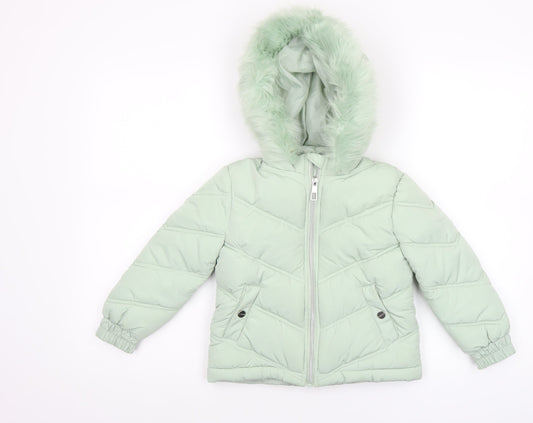 Girls UK Size 6 Years Lipsy London Green Puffer Jacket