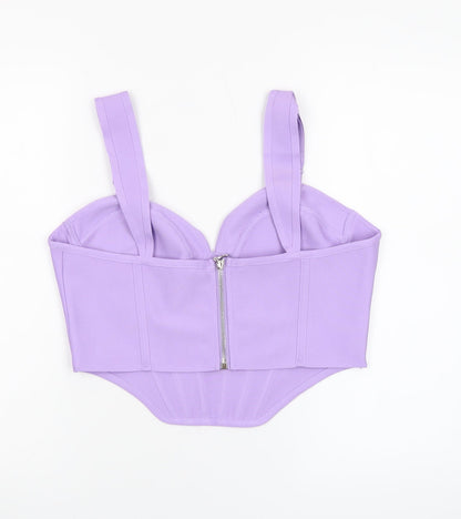 Womens UK Size 14 PRETTYLITTLETHING Purple Cropped Tank