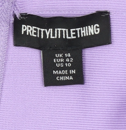 Womens UK Size 14 PRETTYLITTLETHING Purple Cropped Tank