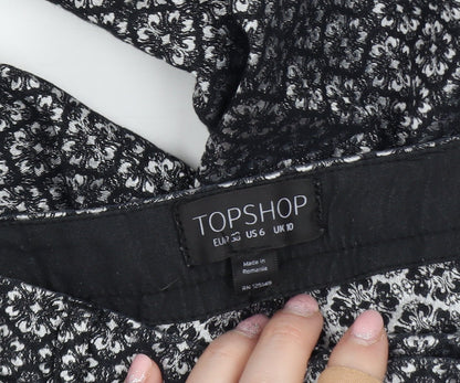 Womens UK Size 10 Topshop Slim Fit Casual Party/Cocktail Black Trousers