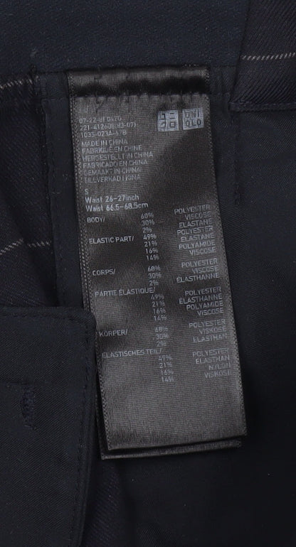 Womens UK Size S Uniqlo Slim Fit Business Casual Workwear Black Trousers