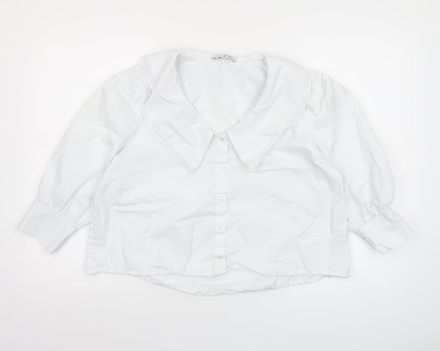 Womens UK Size L Pull & Bear White Cropped Blouse