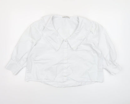 Womens UK Size L Pull & Bear White Cropped Blouse