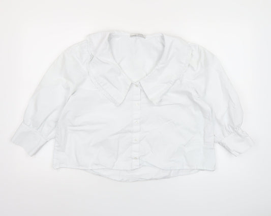 Womens UK Size L Pull & Bear White Cropped Blouse