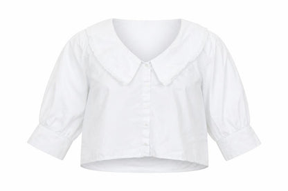 Womens UK Size L Pull & Bear White Cropped Blouse