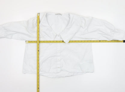 Womens UK Size L Pull & Bear White Cropped Blouse