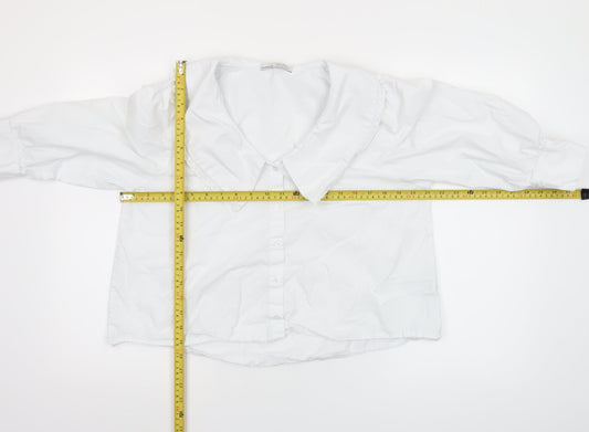 Womens UK Size L Pull & Bear White Cropped Blouse