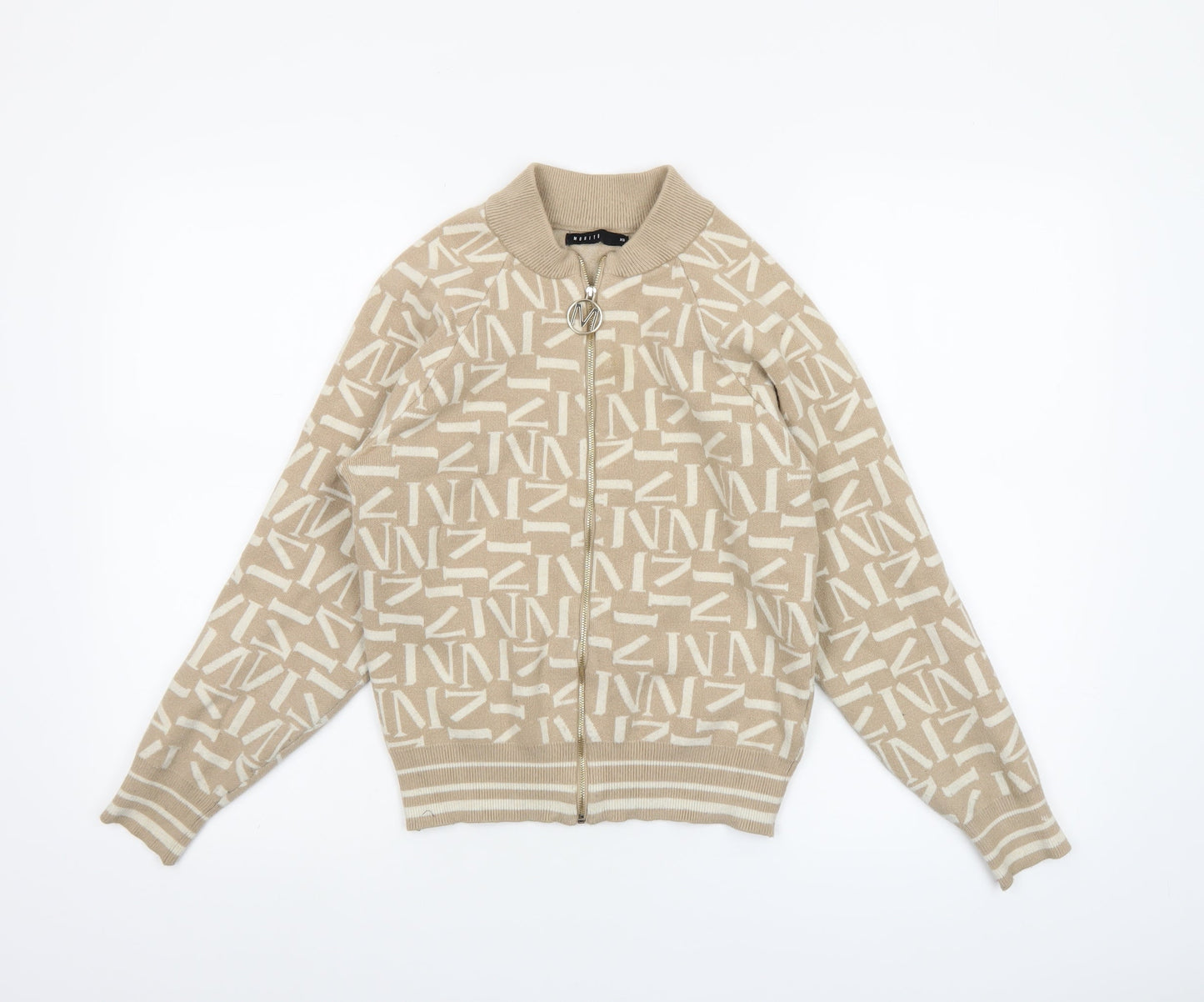 Womens UK Size XS Mohito Beige Full Zip Jumper
