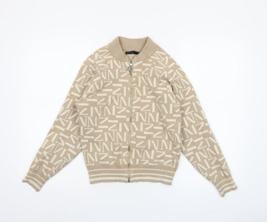 Womens UK Size XS Mohito Beige Full Zip Jumper