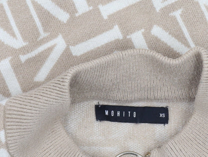 Womens UK Size XS Mohito Beige Full Zip Jumper