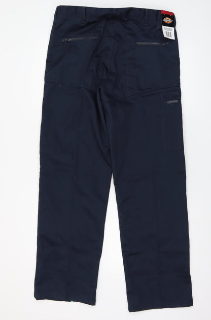 Dickies Men's Blue Regular Fit Cargo Work Trousers 44R Polyester Cotton