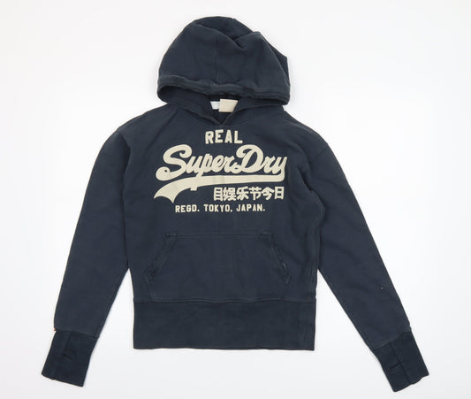 Womens UK Size S Superdry Blue Pullover Hoodie