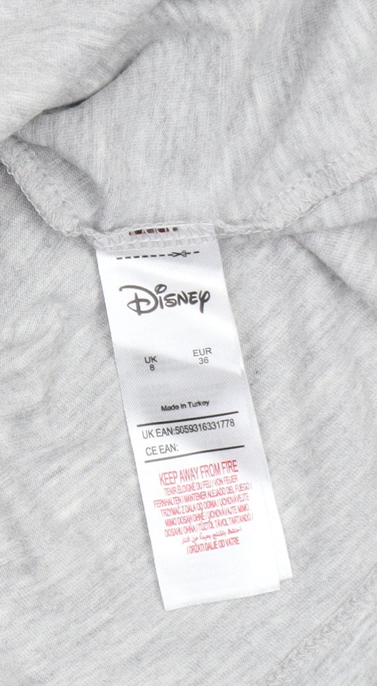 Womens UK Size 8 Disney Grey Basic T-Shirt