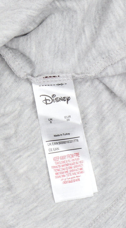 Womens UK Size 8 Disney Grey Basic T-Shirt