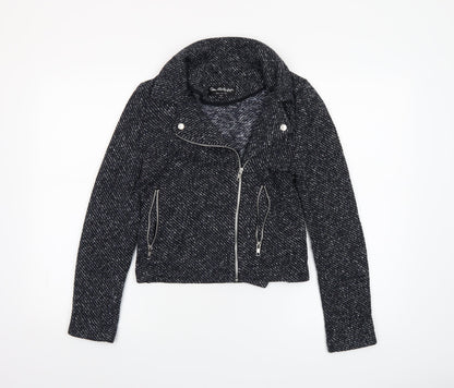 Womens UK Size 8 Miss Selfridge Black Biker Coat