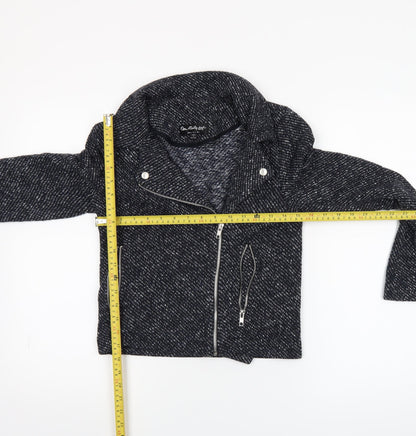Womens UK Size 8 Miss Selfridge Black Biker Coat