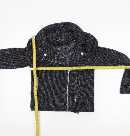 Womens UK Size 8 Miss Selfridge Black Biker Coat