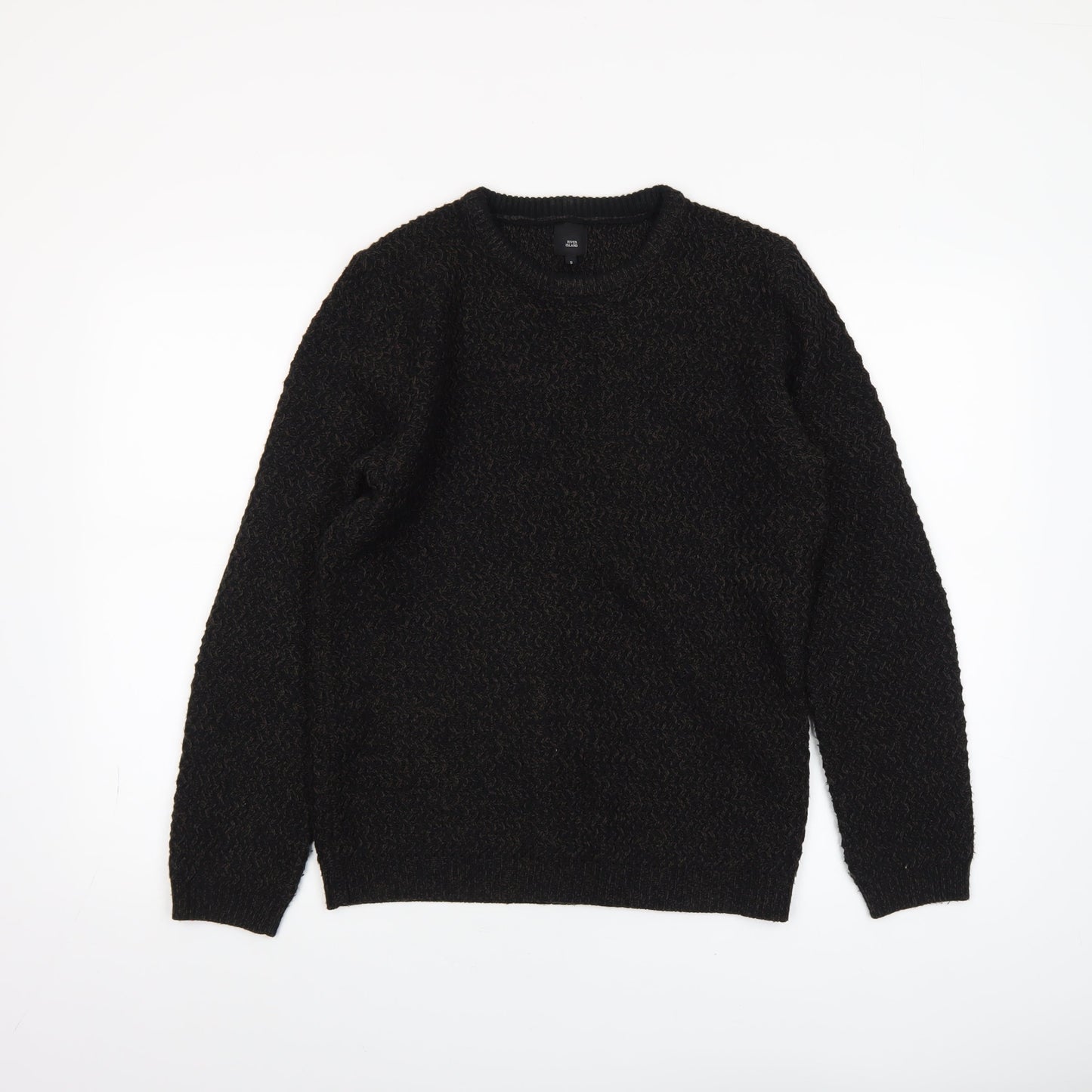 Mens UK Size S River Island Black Pullover Jumper