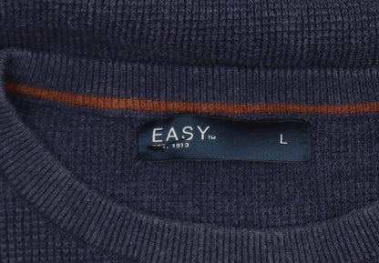 Mens UK Size L Easy Blue Pullover Jumper