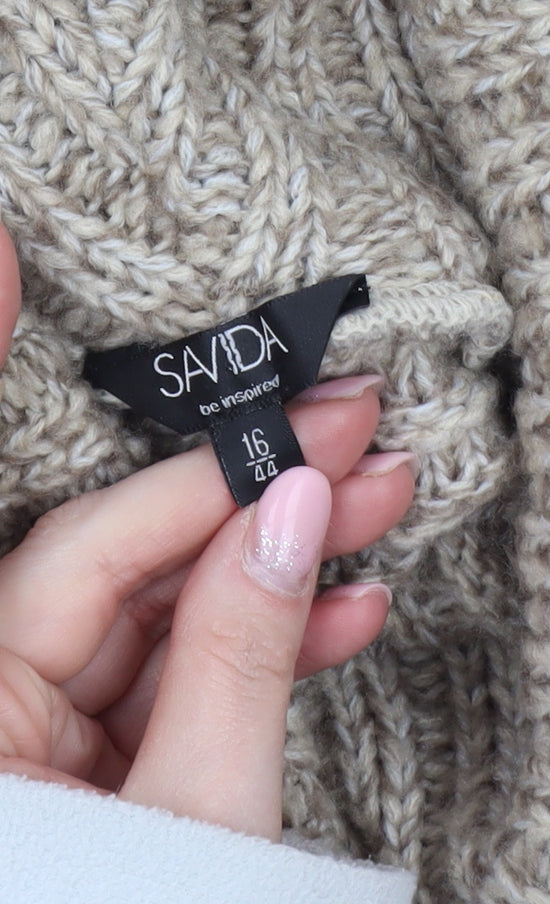 Womens UK Size 16 Savida Beige Pullover Jumper