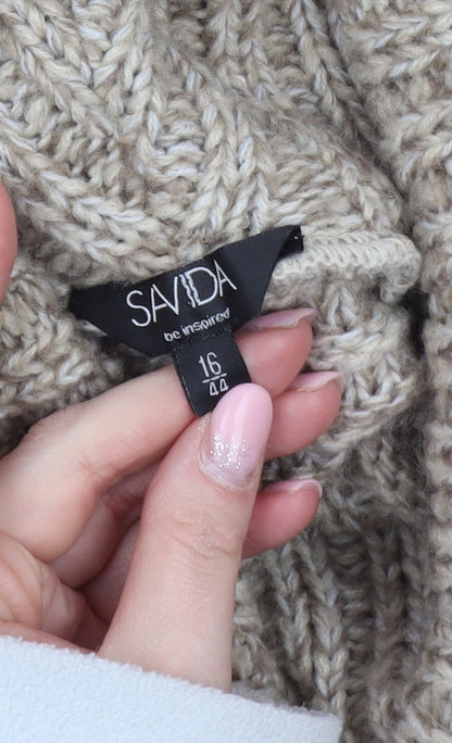 Womens UK Size 16 Savida Beige Pullover Jumper