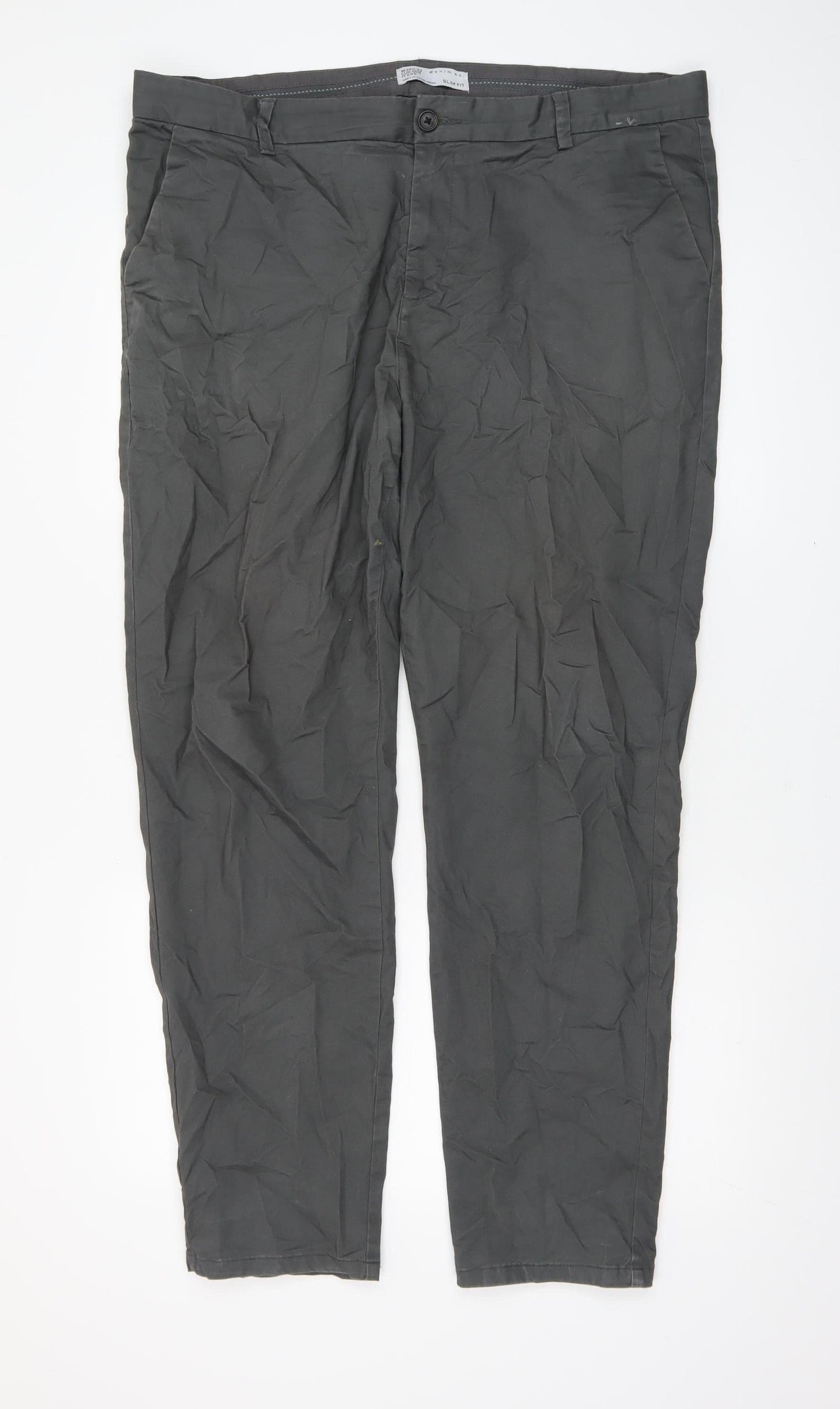 Mens UK Size L denim co. Slim Fit Chino Grey Trousers