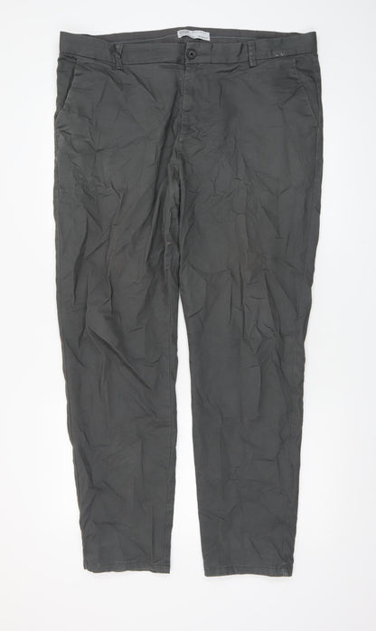 Mens UK Size L denim co. Slim Fit Chino Grey Trousers