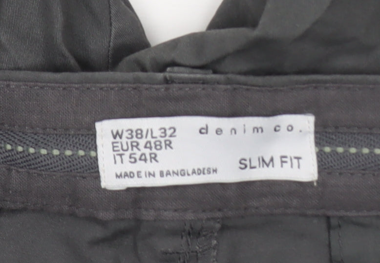 Mens UK Size L denim co. Slim Fit Chino Grey Trousers