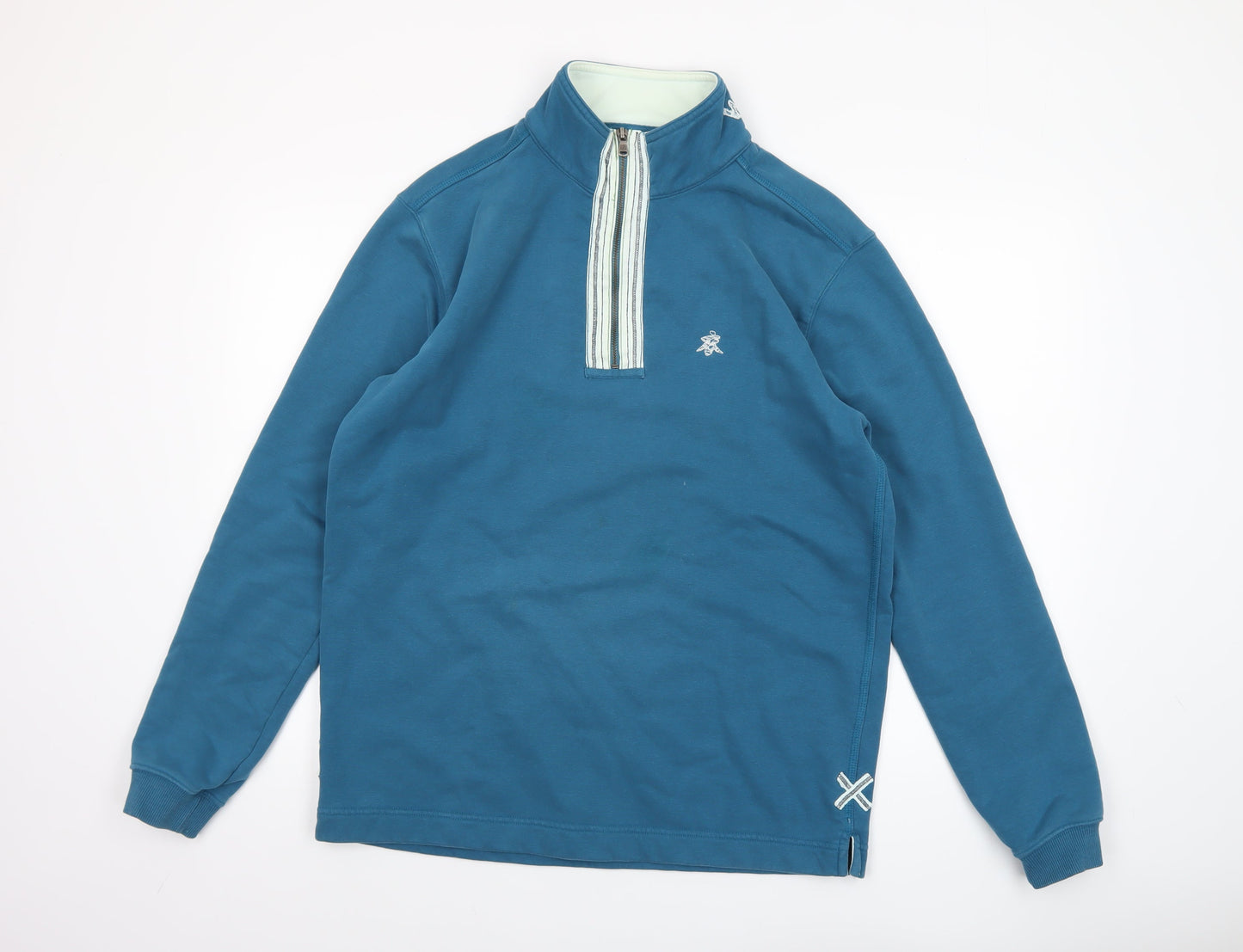 Mens UK Size M White Stuff Blue 1/2 Zip Sweatshirt