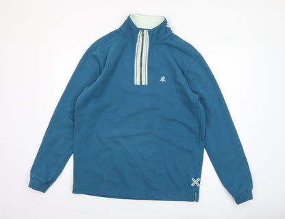 Mens UK Size M White Stuff Blue 1/2 Zip Sweatshirt