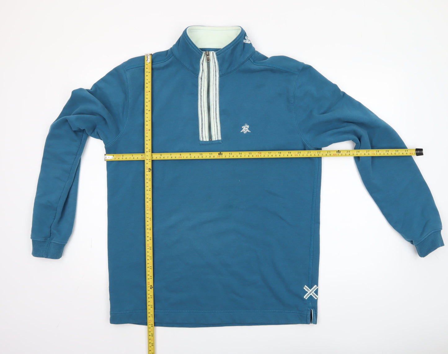 Mens UK Size M White Stuff Blue 1/2 Zip Sweatshirt