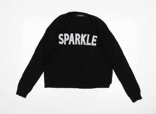 FB Sister Women’s Black 'Sparkle' Chunky Knit Pullover Jumper Size S