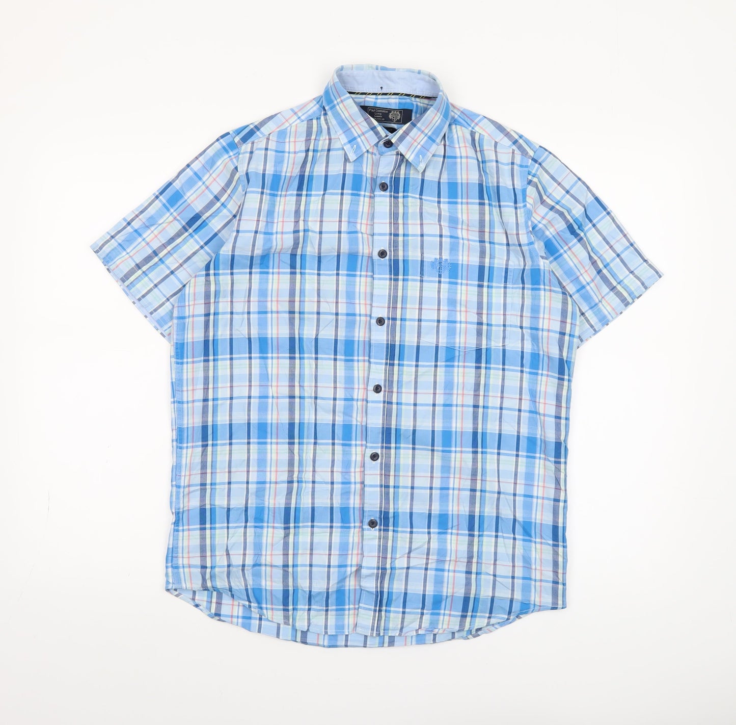 Paul Costelloe Men’s Blue Check Short Sleeve Cotton Shirt S