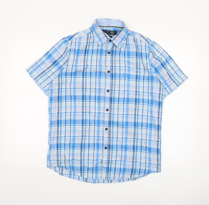 Paul Costelloe Men’s Blue Check Short Sleeve Cotton Shirt S