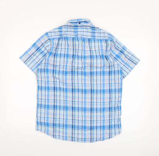 Paul Costelloe Men’s Blue Check Short Sleeve Cotton Shirt S