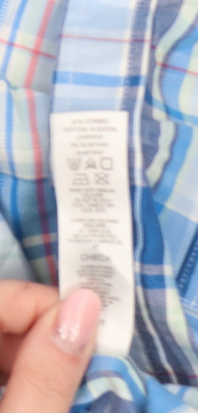 Paul Costelloe Men’s Blue Check Short Sleeve Cotton Shirt S