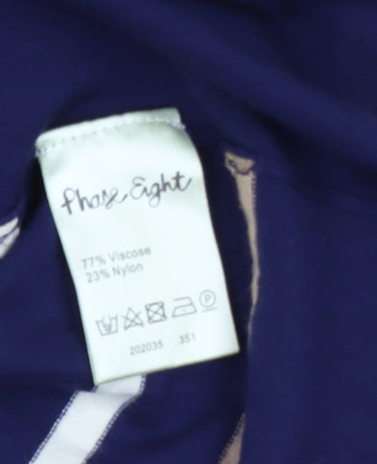 Phase Eight Women’s Blue Beige Striped Bodycon Knit Dress Size 10