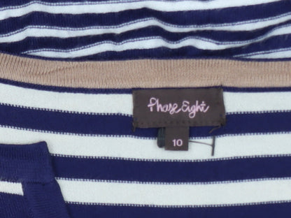 Phase Eight Women’s Blue Beige Striped Bodycon Knit Dress Size 10