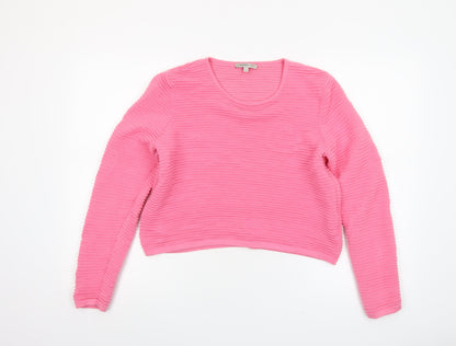 Marks and Spencer Women’s Pink Cotton Crew Neck Pullover Jumper Size 14