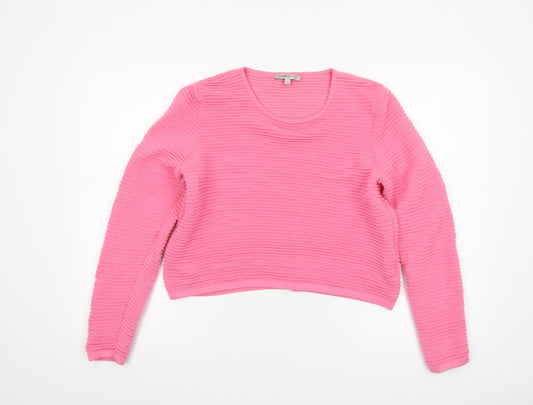 Marks and Spencer Women’s Pink Cotton Crew Neck Pullover Jumper Size 14