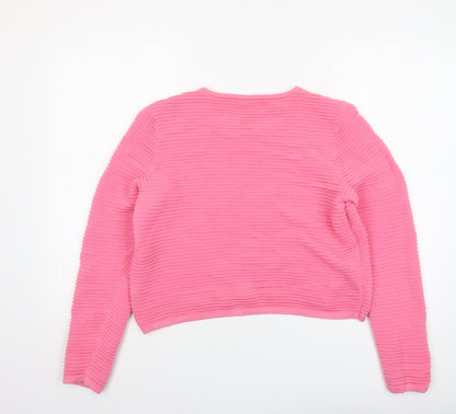 Marks and Spencer Women’s Pink Cotton Crew Neck Pullover Jumper Size 14