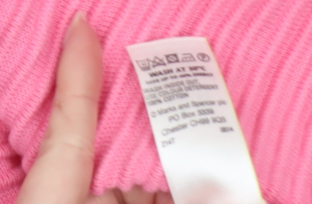 Marks and Spencer Women’s Pink Cotton Crew Neck Pullover Jumper Size 14